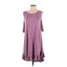 Jodifl Casual Dress - A-Line Scoop Neck Short sleeves: Purple Print Dresses - Women's Size Small