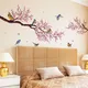 Autocollant mural auto-adhésif motif fleur de pêche branche d'arbre oiseau décoration murale de