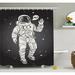 East Urban Home Enye Outer Space Pop Art Astronaut Saluting w/ Speech Bubble Comet Adventure Traveler Shower Curtain Set | 69 H x 105 W in | Wayfair