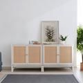 Bay Isle Home™ Adar Accent Cabinet Set w/ Natural Rattan Doors & Adjustable Shelf Wood/Metal in White | 31.5 H x 31.5 W x 15.75 D in | Wayfair