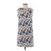 Slate & Willow Casual Dress - Shift Crew Neck Sleeveless: Blue Floral Dresses - Women's Size 2