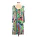 ABS Allen Schwartz Casual Dress - Shift Scoop Neck 3/4 sleeves: Green Print Dresses - Women's Size Large