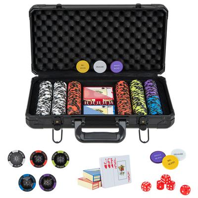 Costway 14 Gram Texas Holdem Poker Chip Set 300 Pieces Claytec Chips