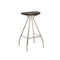 Tabouret de bar en cuir et croûte de cuir noir 50 cm