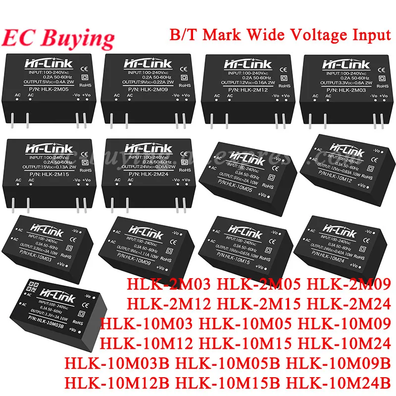 10W HLK-10M03 10M05 10M09 10M12 10M15 10M24 2M03 2M05 2M09 2W 220V bis 3,3V/5V/9V/12V/15V/24V AC-DC Isolation Schalter Power Modul Image