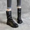 Careaymade-Frauen Stiefeletten echtes Rindsleder flache Plattform zurück Reiß verschluss Mode Stiefel neue Frühling Herbst große Damenschuhe
