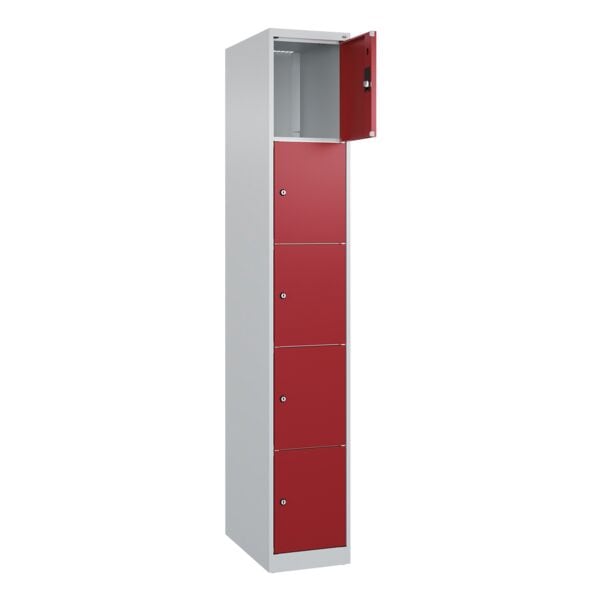 CP Schließfachschrank »Classic Plus Korpus lichtgrau« 1x5 Fächer rot, 30x185x50 cm