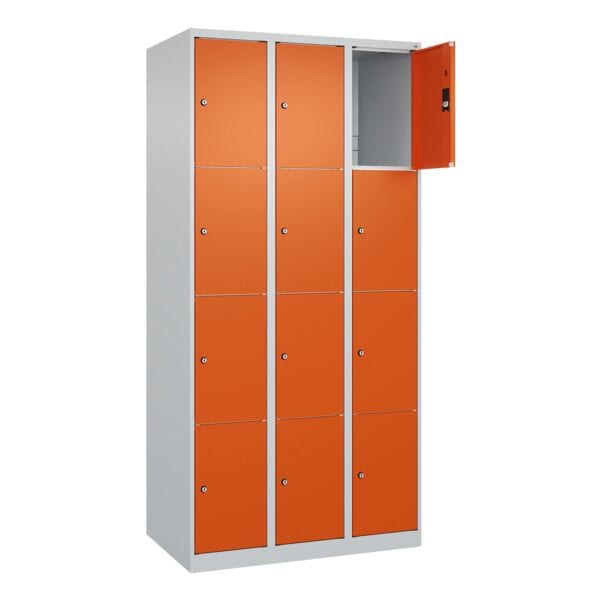 CP Schließfachschrank »Classic Plus Korpus lichtgrau« 3x4 Fächer orange, 90x185x50 cm