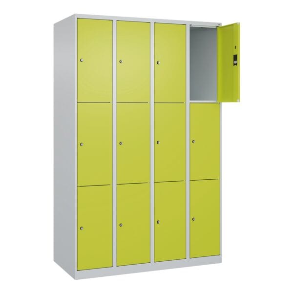 CP Schließfachschrank »Classic Plus Korpus lichtgrau« 4x3 Fächer grün, 120x185x50 cm