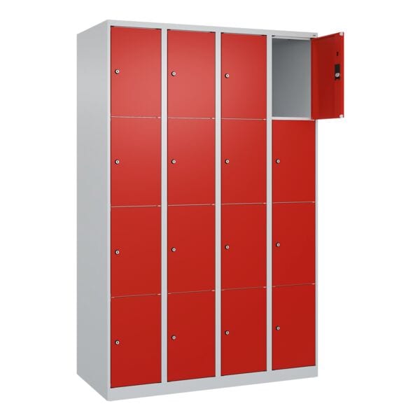 CP Schließfachschrank »Classic Plus Korpus lichtgrau« 4x4 Fächer rot, 120x185x50 cm