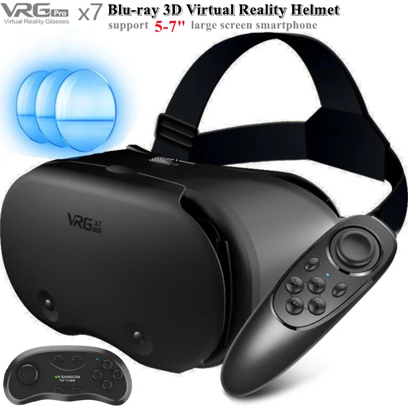 Original VRGpro X7 VR Virtual Reality 3D-Brillenbox VR Google Kartonhelm für IOS Android 5-7" Smartphone, Wireless Rocker Image