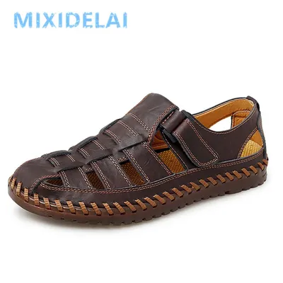 Neue Sommer Echt leder römische Herren Sandalen Business Freizeit schuhe Outdoor Strand Wat