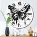 Designart "Butterfly Portrait Black And White Watercolor" Animals Butterfly Oversized Wall Clock