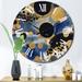 Designart "Abstract Pattern With Blue & Golden Textures XXIII" Modern Geometric Oversized Wall Clock