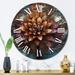 Designart "Mysterious Retro Dahlia Flower On Turquoise I" Dahlia Oversized Wall Clock