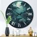 Designart "Magical Lake Visions Retro Blue Botanicals VI" Christianism Oversized Wall Clock