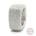 Handmade Hollow Finger Ring S925 Sterling Silver Micro pave 450Pcs Diamond cz Wedding Band Rings For