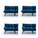 Futon Loveseat Sofa Bed, Velvet Padded Seat Couch Sofa Couch Foldable Recliner Couch Convertible w/ Adjustable Armrests Backrest