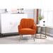 Soft Ergonomics Accent Chair Orange Velvet Upholstered Armreat Chair Single Chair for Living Room Tufted Shell Lounge Chair