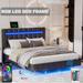Full Size LED Floating Bed with USB Charging & Light Controller, PU Upholstered Headboard Platform Bed Noise Free, Black