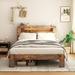 Wood Platform Bed Frame with Storage LED Light Headboard and 2 USB,Queen/Full/King Size Bed