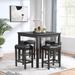 5-Piece Breakfast Nook Dining Set with Square Dining Table and Ergonomic Upholstered Bar Stools for Dining Room,Black