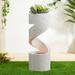 Glitzhome Modern Minimalist Spiral LED Polyresin Fountain with Small Planter