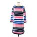 Vince Camuto Casual Dress - Shift: Blue Stripes Dresses - Women's Size 8