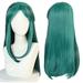 XIAQUJ 60cm Long Wig High Temperature Silk Green Long Wig Wigs for Women Light blue