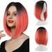 XIAQUJ Party Wig Gradient Short Straight Hair Highlight Female Wig Wig Realistic Straight with Flat Bangs Synthetic Colorful Daily Party Wig Natural As Real Hair Wigs for Women F