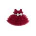 JYYYBF Baby Girls Lace Floral Sleeveless Bowknot Flower Dresses Pageant Party Wedding Baby Girl Christmas Dress Claret Red