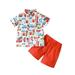 Shiningupup Toddler Boys Short Sleeve Cartoon Dinosaur Prints T Shirt Tops Shorts Child Kids Gentleman Outfits Baby Boy Toddler Boy Clothes 3T 4T Baby Boy Rompers 12 18 Months Solid