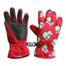 Penkiiy Winter Gloves Kids Children s Ski Skating Printing Outdoor Warm And Cold Padded Gloves Red Gloves