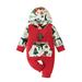 Shiningupup Boys Girls Long Sleeve Christmas Trees Cartoon Prints Hooded Romper Jumpsuit Pajamas Kids Size 10 Baby Boy Clothes 9 12 Months Neutral Baby Romper Boy Baby Bodysuit Girl Cute