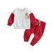 woshilaocai Toddler Baby Boy Christmas Outfit Santa/Xmas Tree Crewneck Sweatshirt Long Sleeve Pullover Pants Winter Clothes