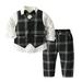 Shiningupup Toddler Boys Long Sleeve T Shirt Tops Plaid Vest Coat Pants Child Kids Gentleman Outfits Toddler Boy Toddler Clothes for Boys 3T Winter Baby Boy Rompers 9 12 Months