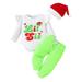 Little Brother Sister Matching Christmas Outfit Newborn Baby Boy Girl Long Sleeve Romper +Green Pants +Santa Hat Sets