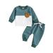 adviicd Toddler Baby Boy Fall Winter Clothes 2 Piece Sweatshirt and Jogger Sweatpants Blue 80