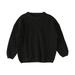 TOWED22 Baby Girl Boy Knit Sweater Toddler Baby Girl Boy Knit Sweater Round Neck Long Sleeve Pullover (Black 3-4 Y)