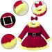 Godderr Kids Baby Girl s Christmas Dress Long Sleeve Red Xmas Dress Suit Waist Belt Crewneck with Bow Headband Set