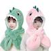 Godderr Baby Kids Winter Hats for Boys Girls Warm Polar Fleece Hat Scarf Toddler Cute Cartoon Windproof Hooded Scarf Thick Fleece Cap for 2-8Y