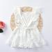 Girl Clothes Ruched Solid Color Lace Dress Casual and Comfortable Clothes