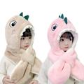 Godderr Kids Toddler Boys Girls Fleece Warm Hat 2-8Y Baby Winter Cartoon Thick Hat Littlegirls Boys Winter Cap One-Piece Scarf Hat Warm Hat