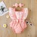 Toddler Romper Sleeve Backlesheadbands Bowknot Ruffles Fly Printed Floral Boy Outfits