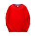 Penkiiy Toddler Boys Girls Warm Shirts Boys Girls Long Sleeve Shirts Casual Crewneck Tops Loose Plain Tunic Cute Blouse Tees Red Shirts for 5-6 Years