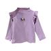 Toddler Baby Girls Boys T Shirt Ruffle Long Sleeve Embroidered Shirt Tops Kids Solid Color Casual Blouse