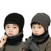 Godderr 3-10 Years Girls Boys Beanie Hat Set Toddler Winter Warm Cap Mittens and Scarf Kids Three-Piece Cute Fleece Gloves Hat Set Knit Lined Hood Scarf Beanies