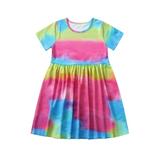 Winter Savings Clearance! Lindreshi Baby Girl Dresses Clearance Toddler Baby Kids Girls Tie Dyed Dress Princess Dresses Casual Clothes