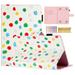 Decase Universal 7.5-8.5 inch Tablet Case Polka Dot Pattern Ultra Slim PU Leather Hard Back Shell Built-in Pencil Holder Tri-Fold Stand Cover for All 7.5-8.5 inch iPad Android Tablet White + Colorful