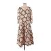 The Odells Casual Dress - Midi: Brown Print Dresses - Women's Size X-Small